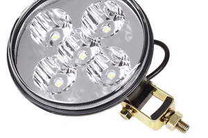 Фара МТЗ рабочая круглая 5 LED 15W 12/24V (стекло) с кронштейном ФГП-101-01