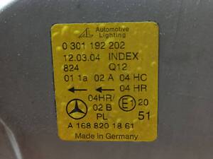 Фара передняя правая Mercedes A-class W168 02-04 (Depo) A1688201861