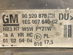 Фара передня права Опель Астра Opel Astra G, 9052087