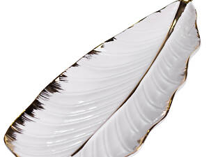 Порцелянове блюдо для сервірування столу 45×16.5×3 (см) блюдо для подавання закусок Білий із золотом CJY-175