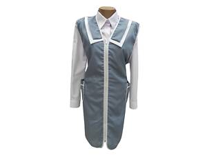 Фартух халат для продавця касира прибиральниці Зіна (44-74) батист сірий/білий р.68 (13605484256-68-368-442)