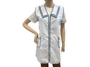 Фартух халат для продавця касира прибиральниці Зіна (44-74) батист білий/сірий р.74 (13605482541-74-368-442)