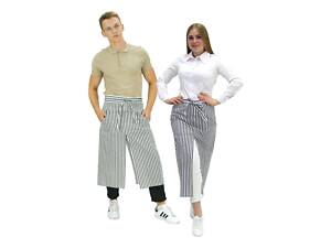 Фартух на пояс в смужку офіціанта довгий з розрізом Шеф-альп батист чорний/білий розмір ШхВ 105x80 - Одяг для офіціантів та