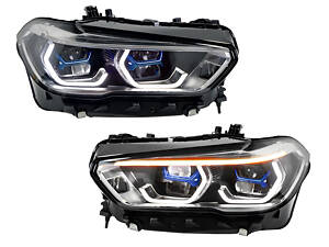 Фары в стиле Laser BMW X5 G05 F95 / X6 G06 F96 до рестайлинга 2018-2022 2шт. комплектные с блоками, АПГРЕЙД LED В LASER