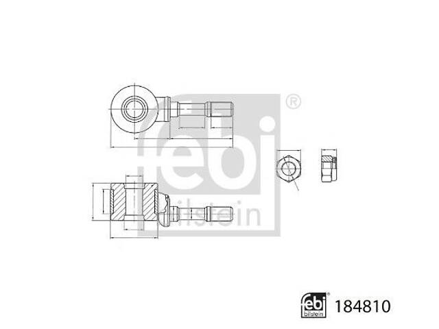 FEBI BILSTEIN 184810 Тяга стабилизатора (переднего) VW Caddy II 1.6/1.9TDI 95-04 (L=97.5mm)