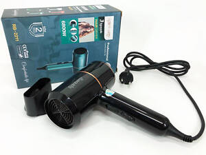 Фен для укладання та сушіння волосся Rainberg RB-2211 + насадка-концентратор, професійний фен. Колір: чорний