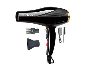Фен для волосся Sokany з насадками Чорний (SK-2214)