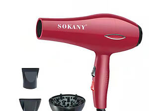 Фен для волосся Sokany з насадками Червоний (SK-2215)