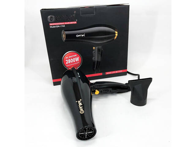 Фен Gemei GM-1765 Професійний фен для волосся дві швидкості та три режими для сушіння та укладання волосся - Фото 1