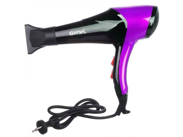 Фен GEMEI GM-1766 2.6 кВт АС, жіночий фен для волосся, електрофен для волосся. Колір: фіолетовий - Фото 2