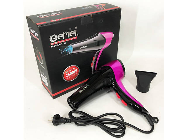 Фен GEMEI GM-1766 2.6 кВт АС, жіночий фен для волосся, електрофен для волосся. Колір: фіолетовий - Фото 9