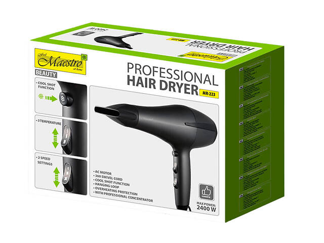 Фен Maestro 2400Вт AC (MR-223) - Фото 3