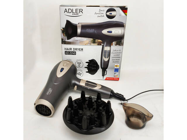 Фен з іонізацією та дифузором Adler AD 2248 grey 2400Вт - Фото 1