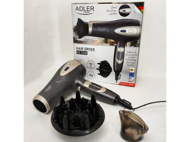 Фен з іонізацією та дифузором Adler AD 2248 grey 2400Вт - Фото 4