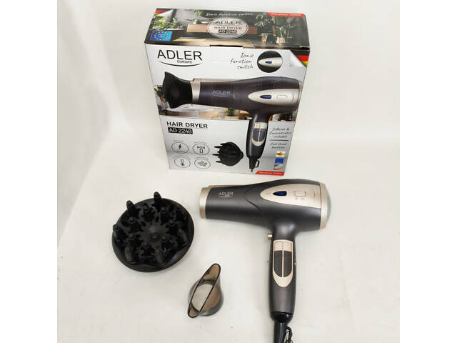 Фен з іонізацією та дифузором Adler AD 2248 grey 2400Вт - Фото 5