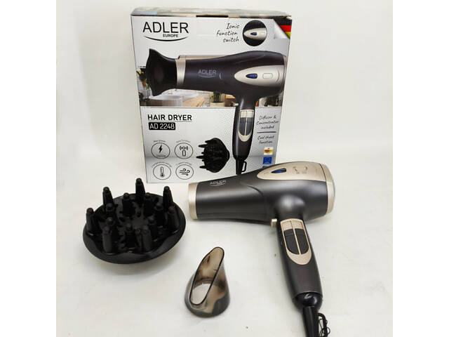 Фен з іонізацією та дифузором Adler AD 2248 grey 2400Вт - Фото 6