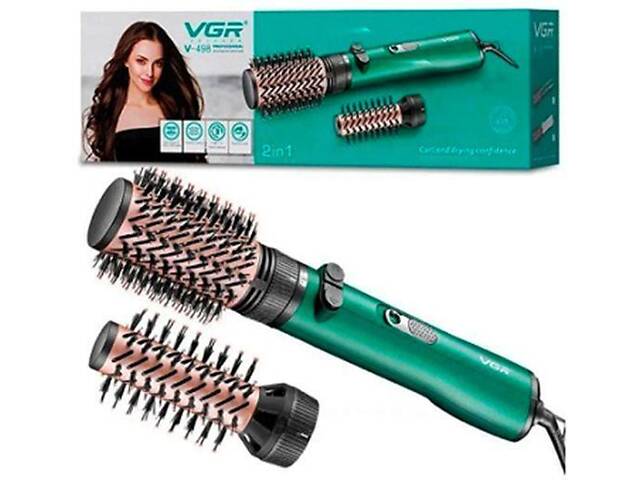 Фен-щітка для волосся VGR V-498 2 рівні обдування 2 рівні температур 1200W (2 насадки) - Фото 1