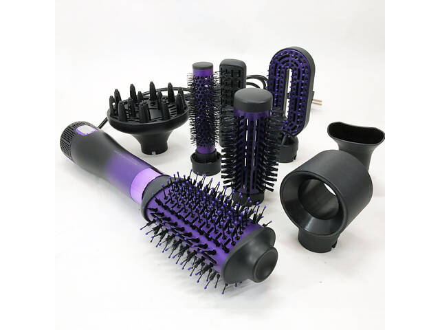 Фен-щітка стайлер VGR 8 в 1 V-488. Колір: фіолетовий - Фото 2
