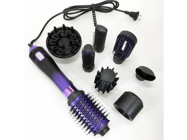 Фен-щітка стайлер VGR 8 в 1 V-488. Колір: фіолетовий - Фото 3