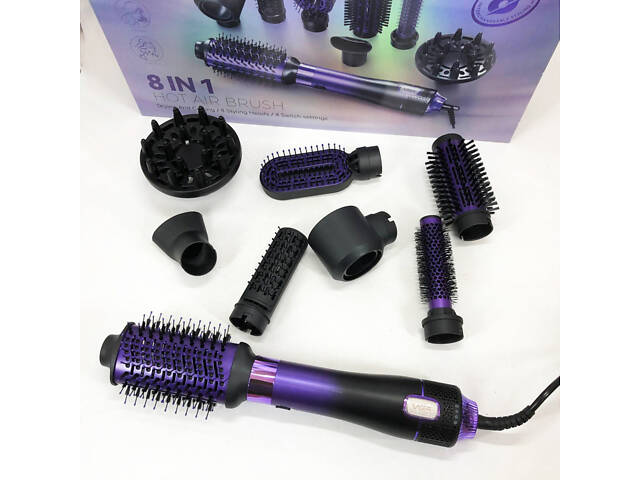 Фен-щітка стайлер VGR 8 в 1 V-488. Колір: фіолетовий - Фото 6