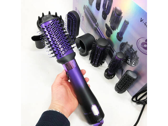 Фен-щітка стайлер VGR 8 в 1 V-488. Колір: фіолетовий - Фото 7