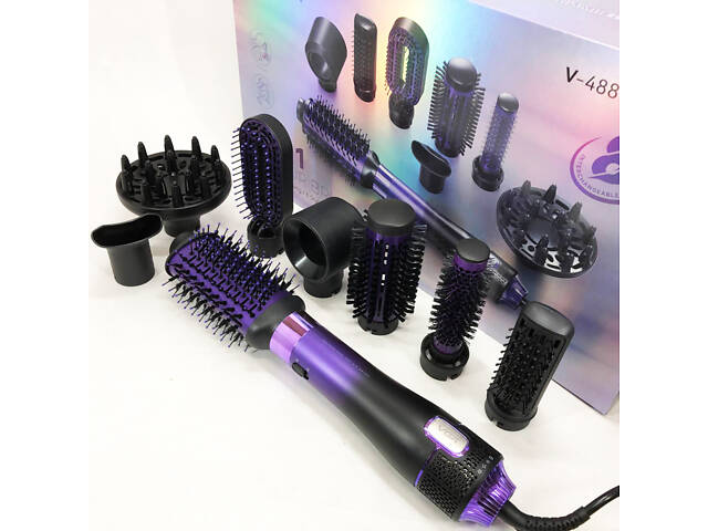 Фен-щітка стайлер VGR 8 в 1 V-488. Колір: фіолетовий - Фото 12
