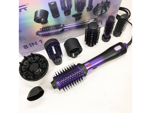 Фен-щітка стайлер VGR 8 в 1 V-488. Колір: фіолетовий - Фото 13