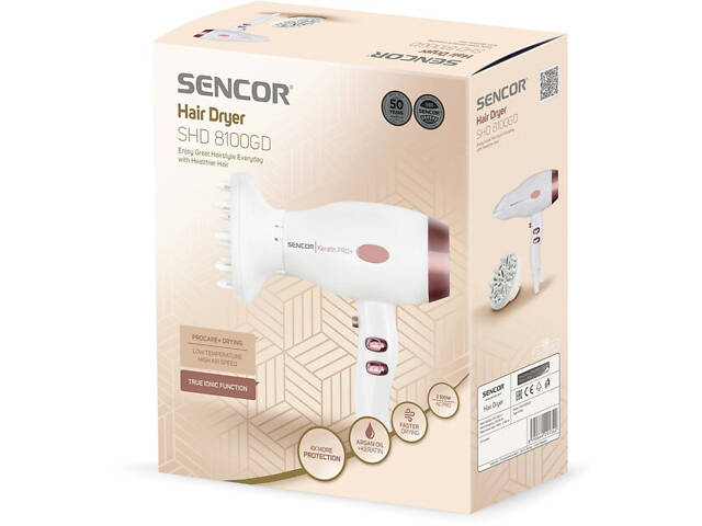 Фен Sencor SHD 8100GD 2100 Вт білий - Фото 6