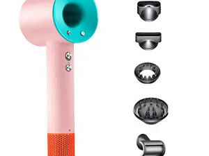 Фен стайлер для волос 5 в 1 Supersonic Premium 1600 Вт 5 насадок, розовый