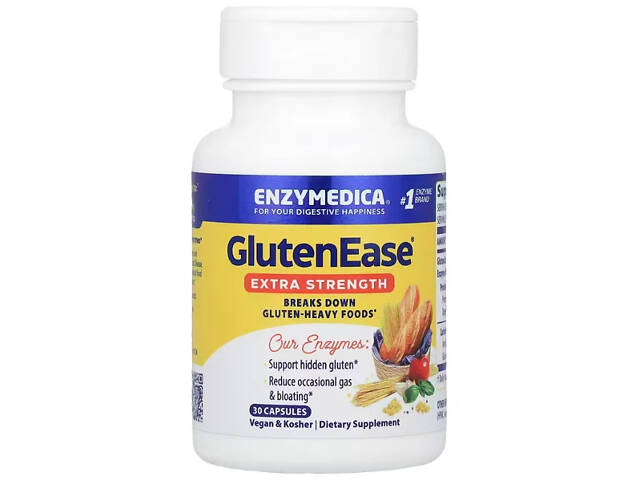 Ферменты для переваривания глютена и казеина, GlutenEase, Enzymedica, для веганов, 30 капсул Ферменты для переваривания глютена и казеина, GlutenEase, Enzymedica, для веганов, 30 капсул