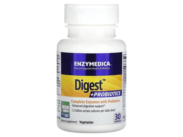 Ферменты и пробиотики, Digest + Probiotics, Enzymedica, 30 капсул Ферменты и пробиотики, Digest + Probiotics, Enzymedica, 30 капсул