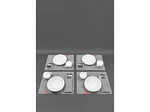 Фетровий набір для сервірування столу BlankNote на 4 персони сірий зі світло-коричневим.