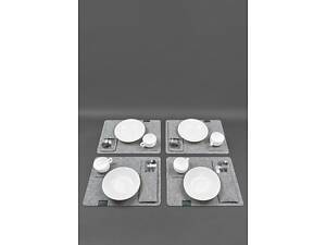 Фетровий набір для сервірування столу BlankNote на 4 персони сірий з зеленим.