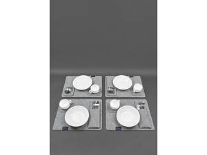 Фетровий набір для сервірування столу BlankNote на 4 персони сірий з синім.