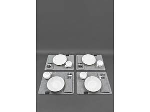 Фетровий набір для сервірування столу BlankNote на 4 персони сірий з чорним.