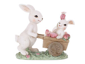 Фигурка интерьерная Rabbits with tulips 13x6x12 cm BonaDi