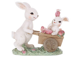 Фигурка интерьерная Rabbits with tulips 13x6x12 cm BonaDi
