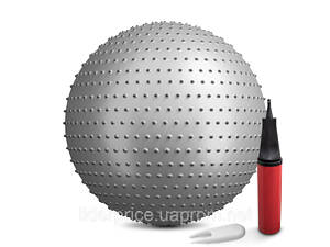 Фитбол массажный Hop-Sport 65см серебристый + насос, Оригинал!