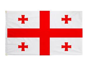 Прапор Грузії RESTEQ 150×90 см — біло-червоний грузинський прапор Georgia з поліестеру, міцний прапор для дому, вулиці та заходів