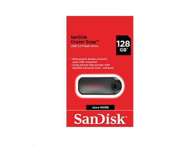 Флеш-накопитель SanDisk USB 2.0 Cruzer Snap 128Gb Black - Фото 2
