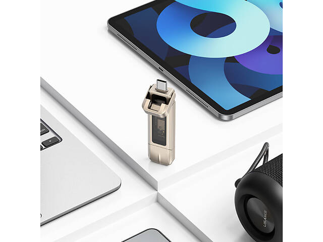 Флеш-накопитель Usams US-ZB274 2in1 USB 3.2 + Type-C GEN1 Dual Ports Aluminum Alloy 5G – 128GB Silver - Фото 3