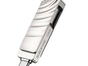 Флешка ЮСБ Borofone BUD3 Type C 128Gb USB Flash Drive 3.0 Steel