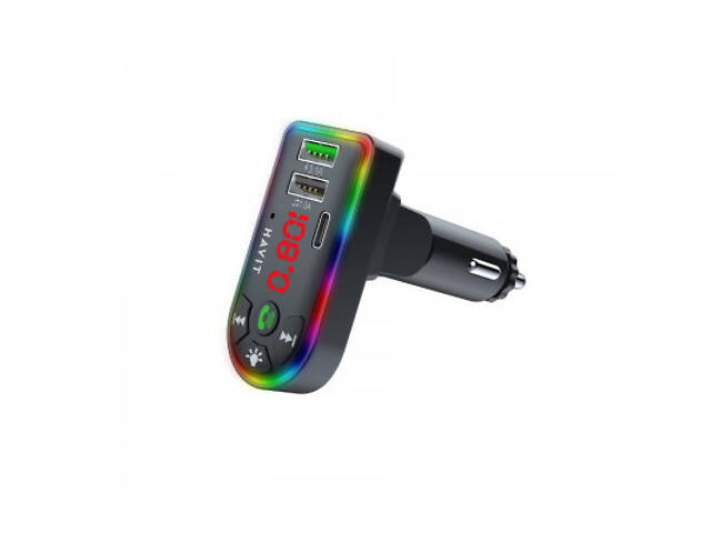 FM-модулятор Havit HV-FM813BT 2USB+USB-C RGB Black (HV-FM813BT Black) - Фото 1