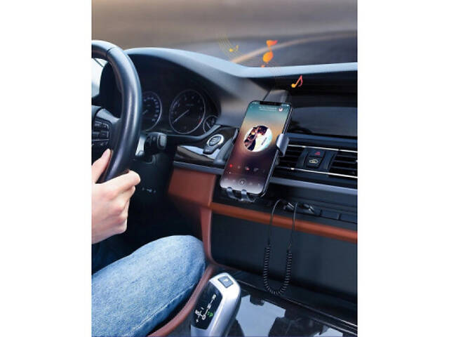 FM-модулятор Ugreen Bluetooth 5.0 Aux з мікрофоном CM309 UGREEN Black (70601) - Фото 5