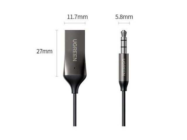 FM-модулятор Ugreen Bluetooth 5.0 Aux з мікрофоном CM309 UGREEN Black (70601) - Фото 8