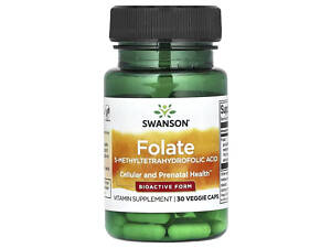 Фолат Swanson Folate [6S]-5-Methyltetrahydrofolic Acid 740 mcg (Quatrefolic® 680 mcg DFE), 30 капсул