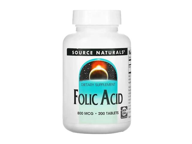 Фолиевая кислота Source Naturals Folic Acid 800 mcg 200 tabs (1086-2023-10-5120) - Фото 1