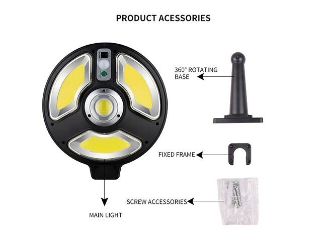 Фонарь на солнечной батарее с датчиком движения настенный 150 COB №1568 - Фото 2