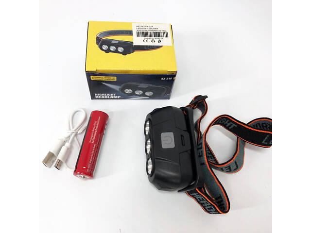 Ліхтар налобний акумуляторний KX-214-3LED, потужний світлодіодний ліхтарик на голову водонепроникний - Фото 8
