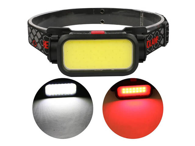 Ліхтар налобний BL-008+COB (white+red), червоне світло, водозахист, вбудований акумулятор - Фото 3